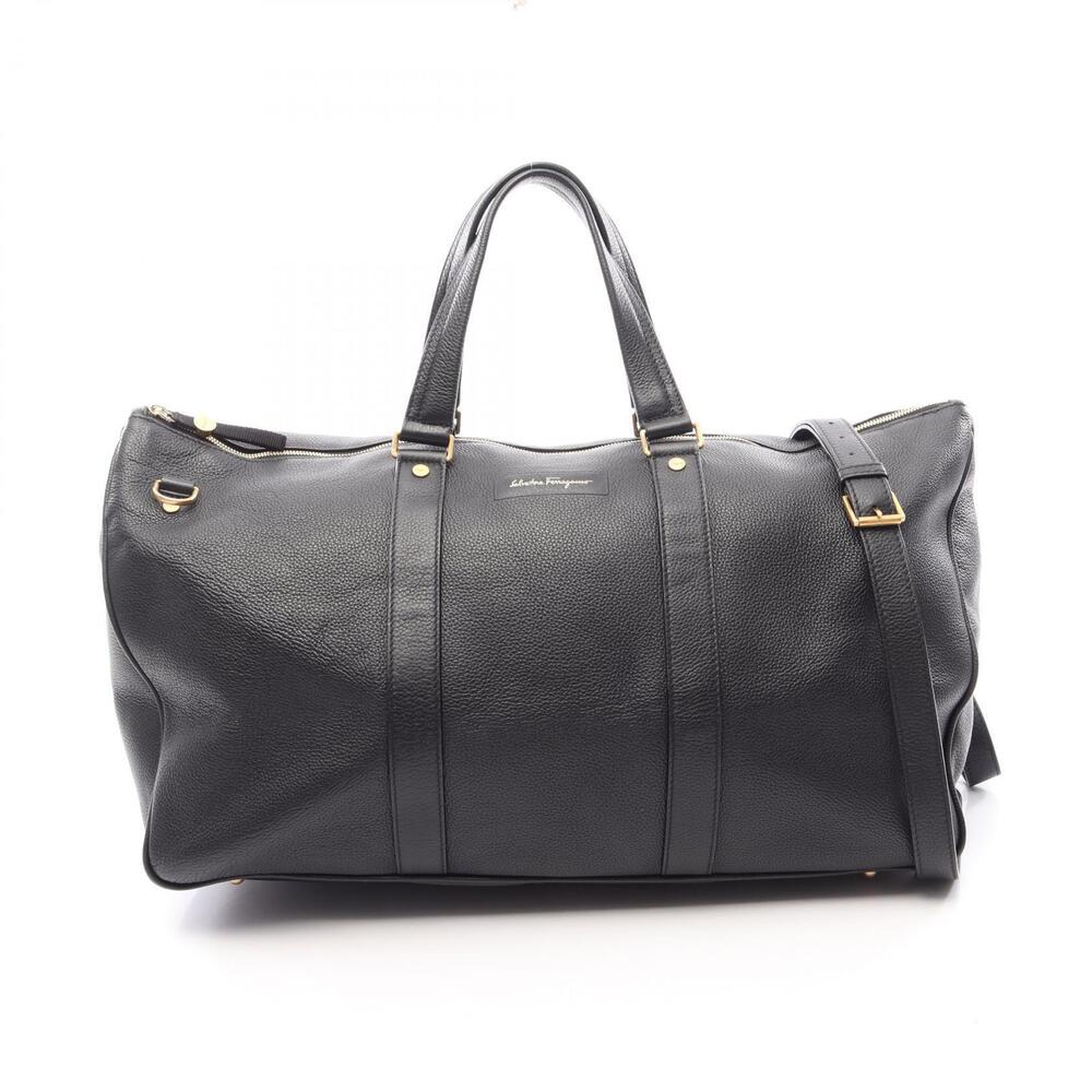 Salvatore Ferragamo 2way Boston bag classic black textured